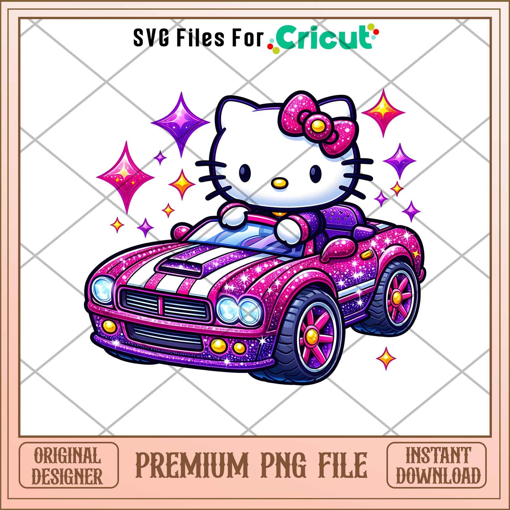 Hello Kitty Blink Pink car   png, Hello Kitty png, digital download