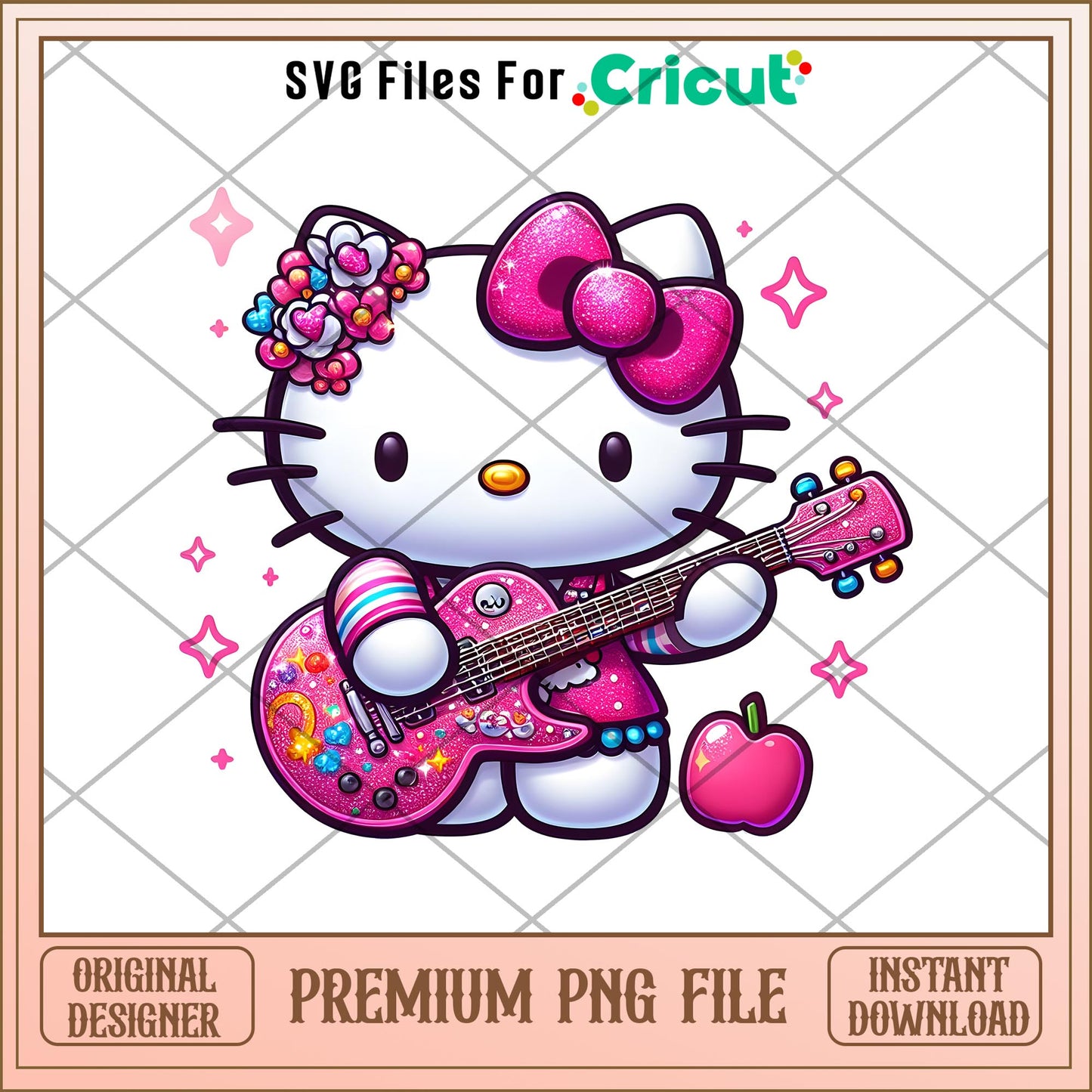 Hello Kitty Blink Pink guitar  png, Hello Kitty png, digital download