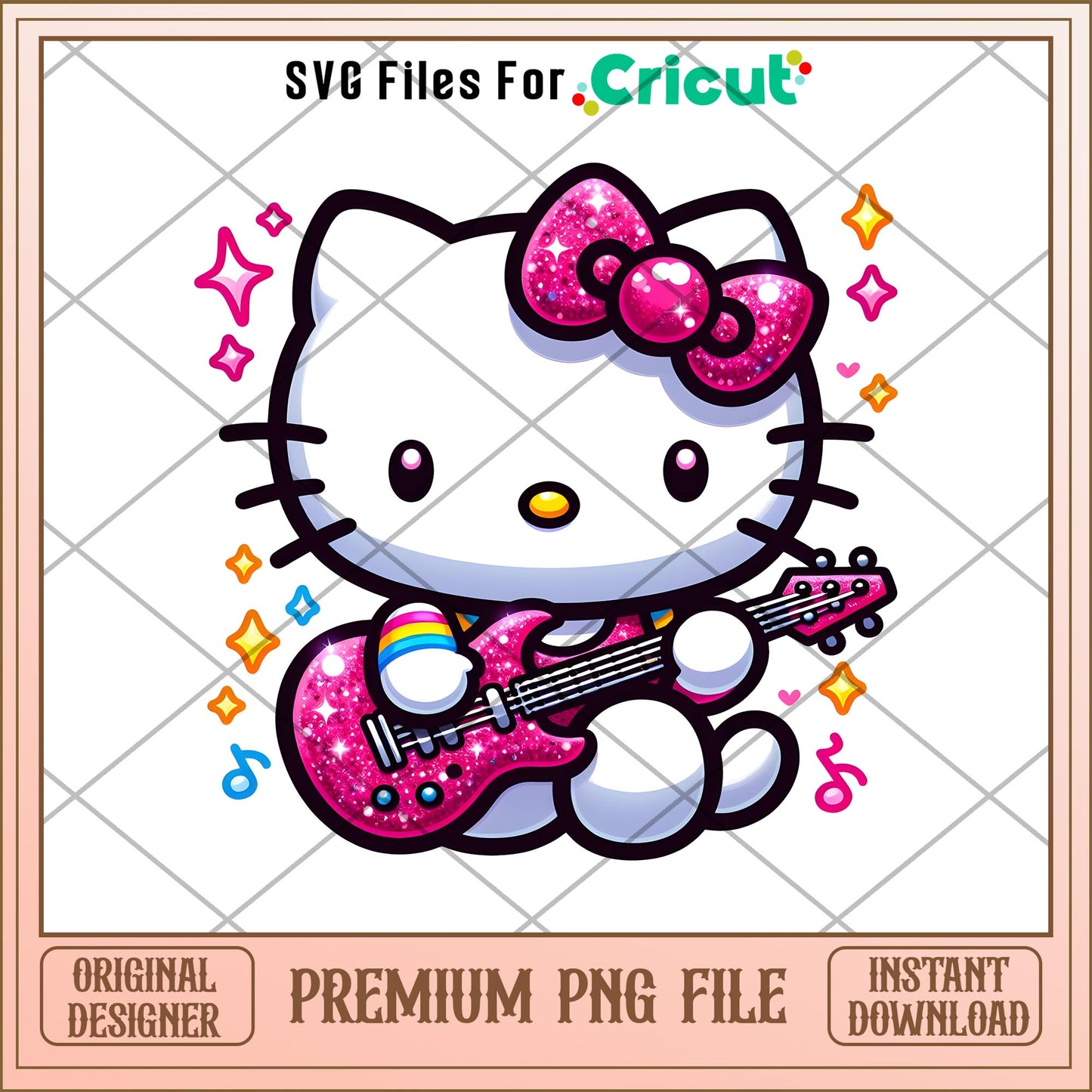 Hello Kitty Blink pink guitar png, Hello Kitty png, digital download