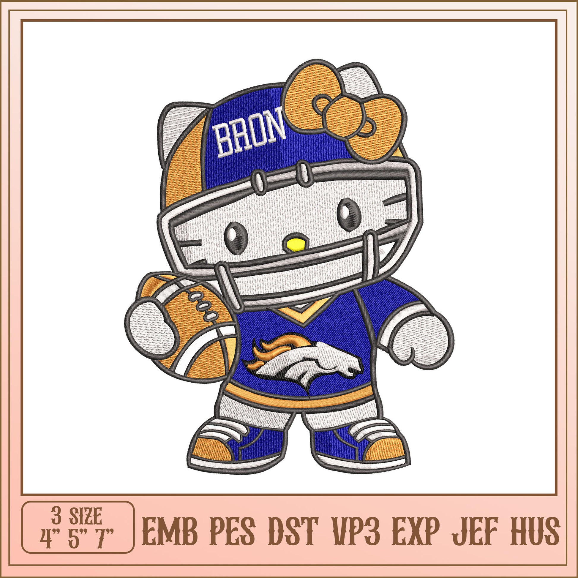 Hello Kitty Broncos Embroidery Design