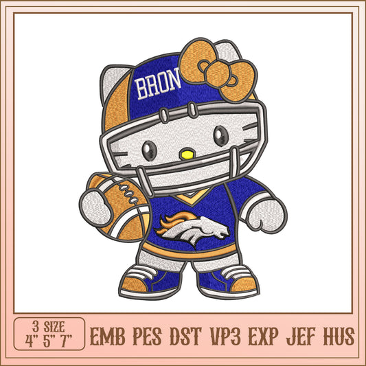 Hello Kitty Broncos Embroidery Design