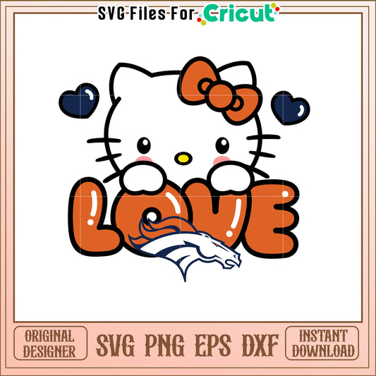 Hello Kitty Broncos Love SVG Design
