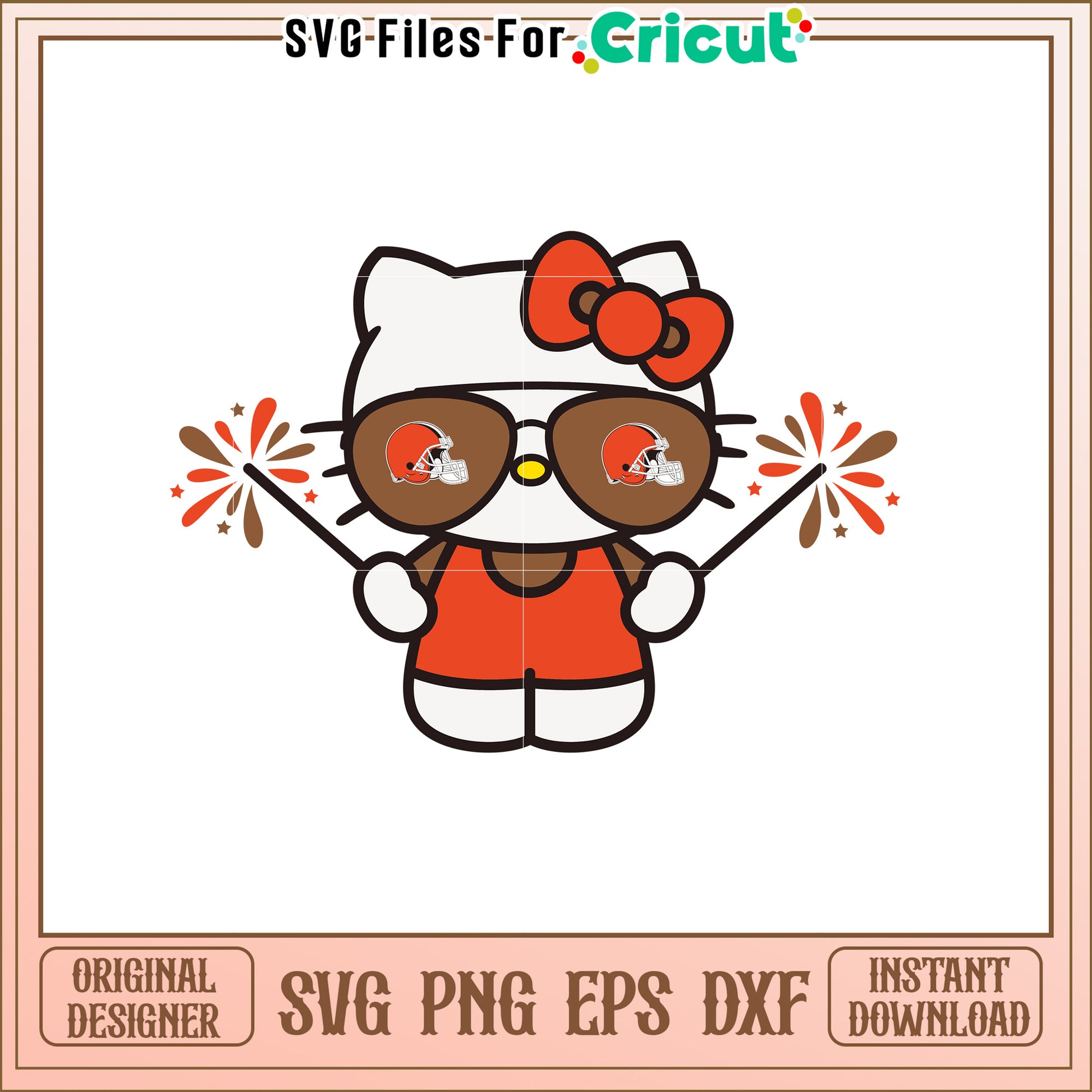 Hello Kitty Browns Football SVG