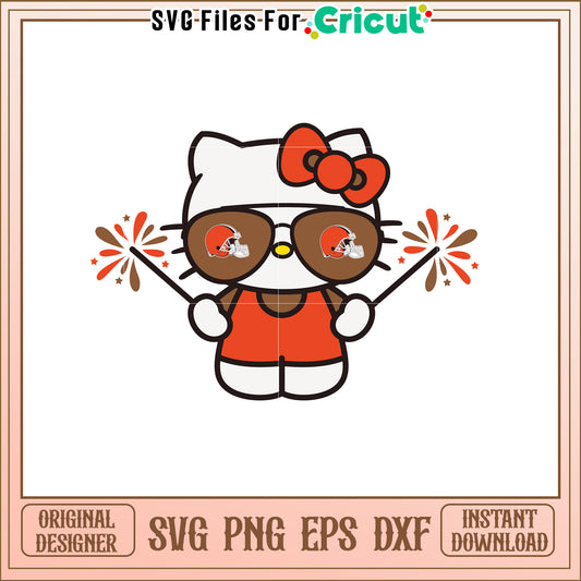 Hello Kitty Browns Football SVG