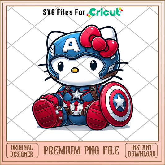 Hello Kitty Captain America png, The marvel png, digital dowload