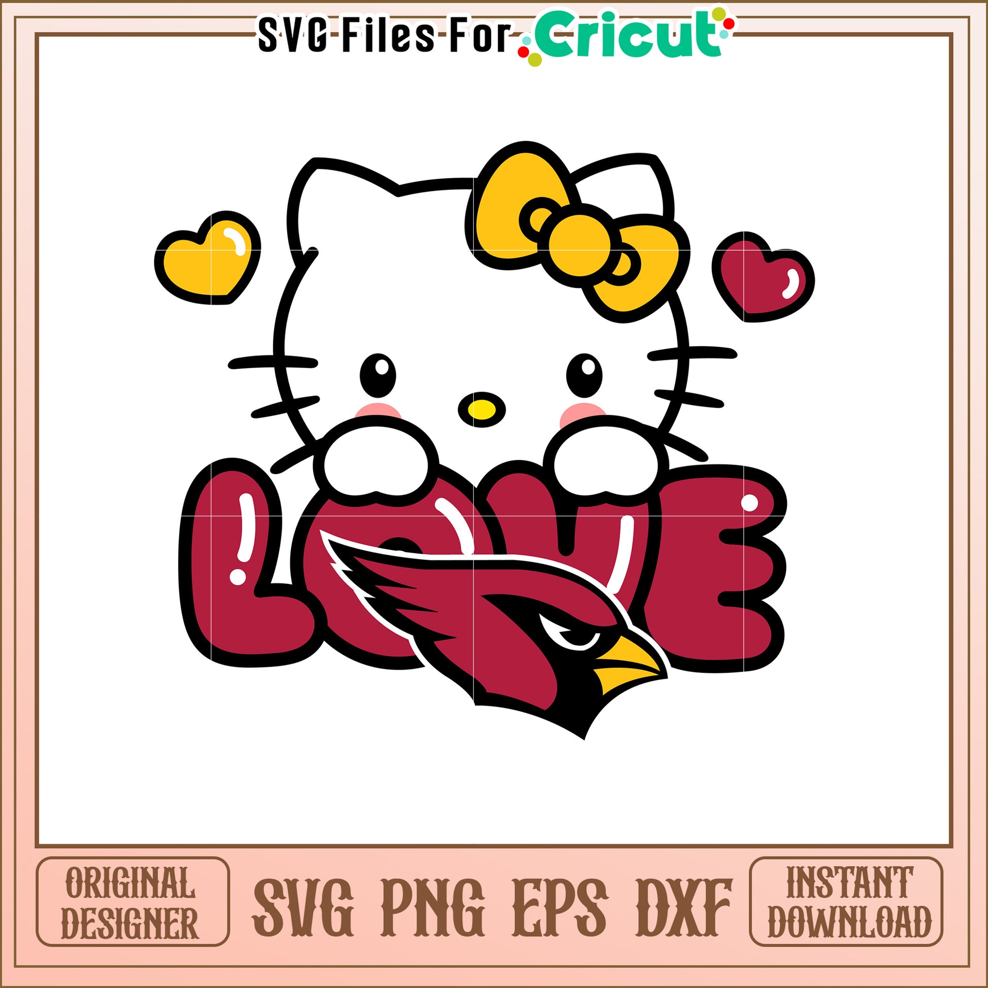Hello Kitty Cardinals Love SVG