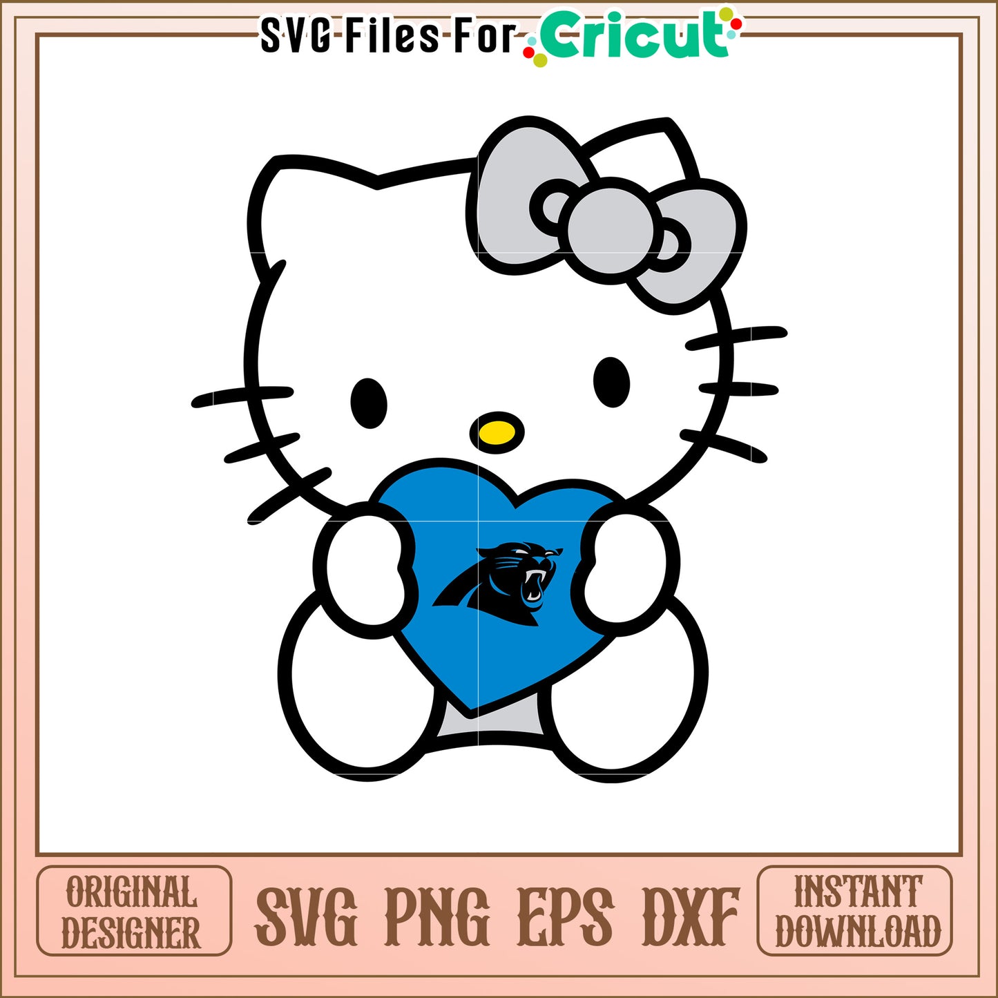 Hello Kitty Carolina Panthers SVG Design Heart Art