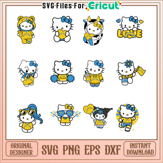 Hello Kitty Chargers SVG Bundle Instant Download
