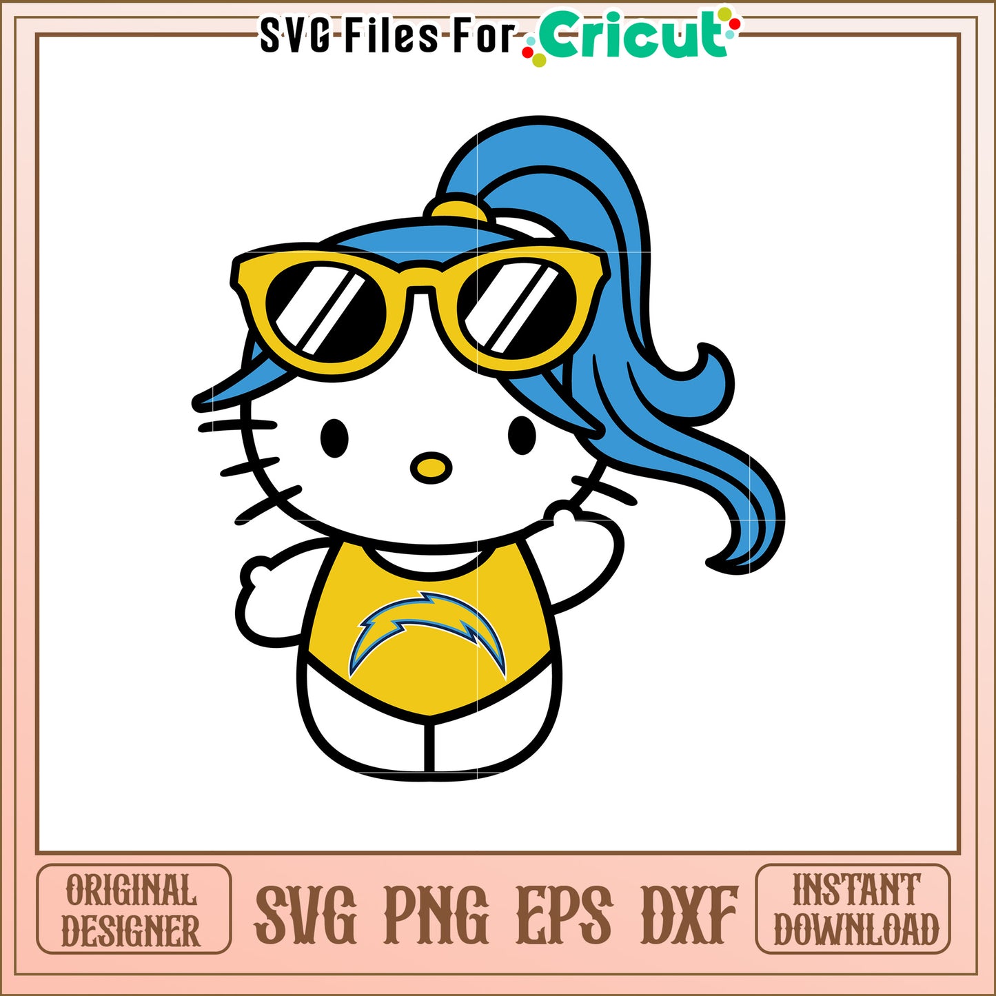 Hello Kitty Chargers SVG Design Downloadable Vector Graphic