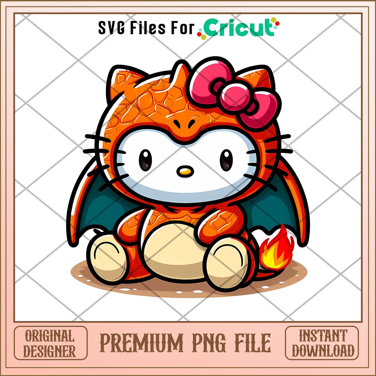 Hello Kitty Charizard png, pokemon png, digital dowload