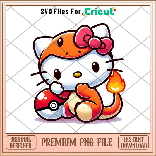 Hello Kitty Charmander png, png, pokemon png, digital dowload