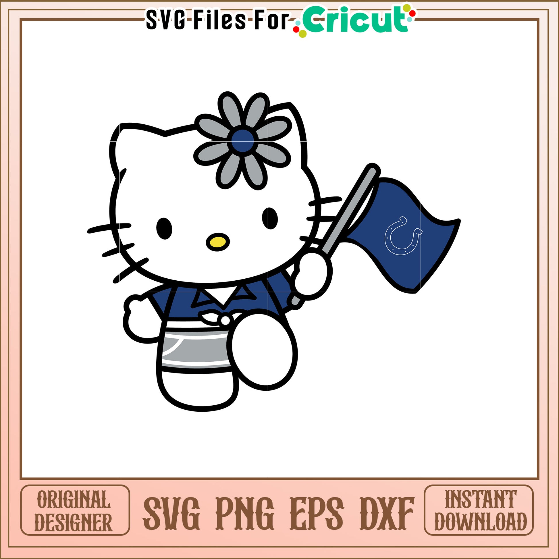 Hello Kitty Cheerful SVG Design with Flag Motif