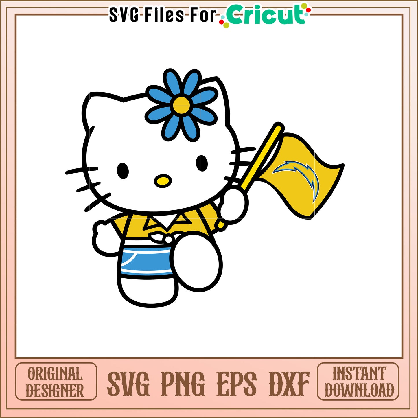 Hello Kitty Cheer with Yellow Flag SVG Design