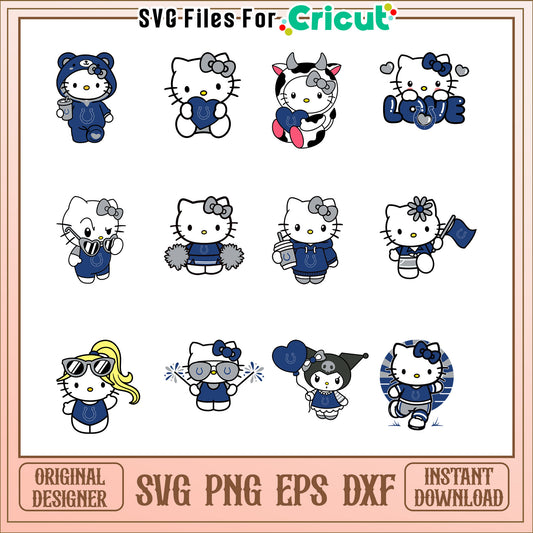 Hello Kitty Colts SVG Bundle Instant Download
