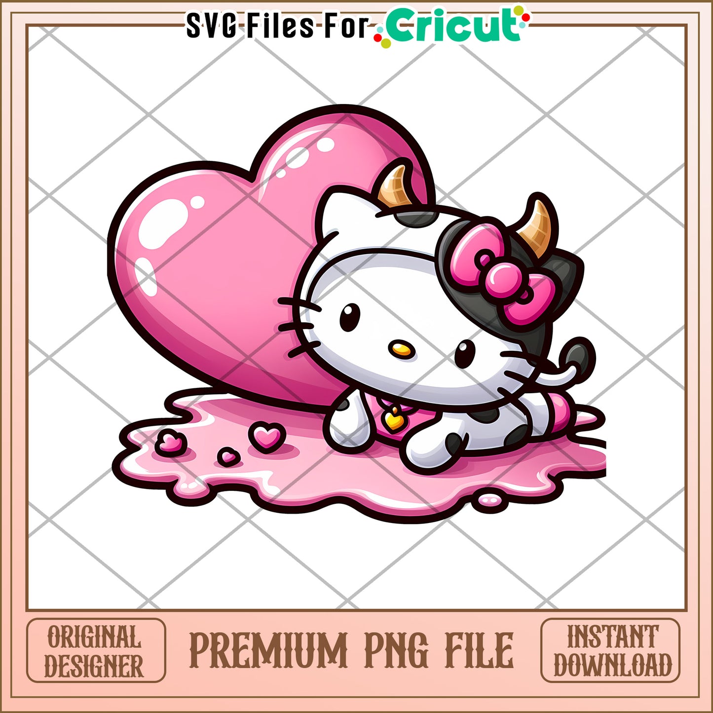 Hello Kitty Cow PNG Valentines Day Design