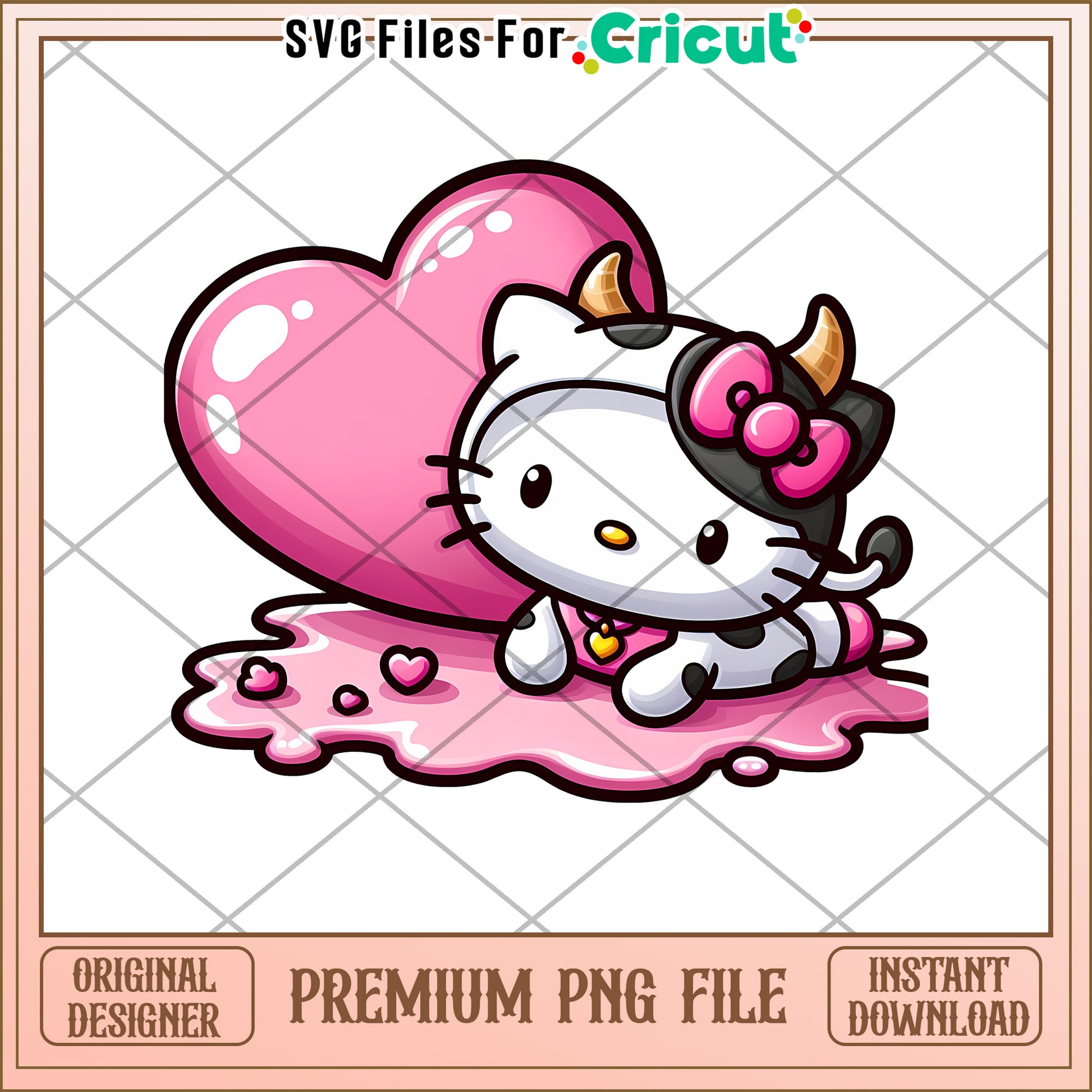 Hello Kitty Cow PNG Valentines Day Design