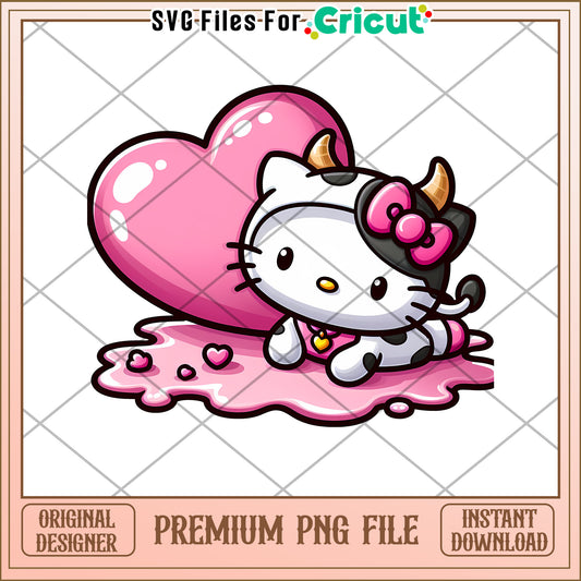 Hello Kitty Cow PNG Valentines Day Design