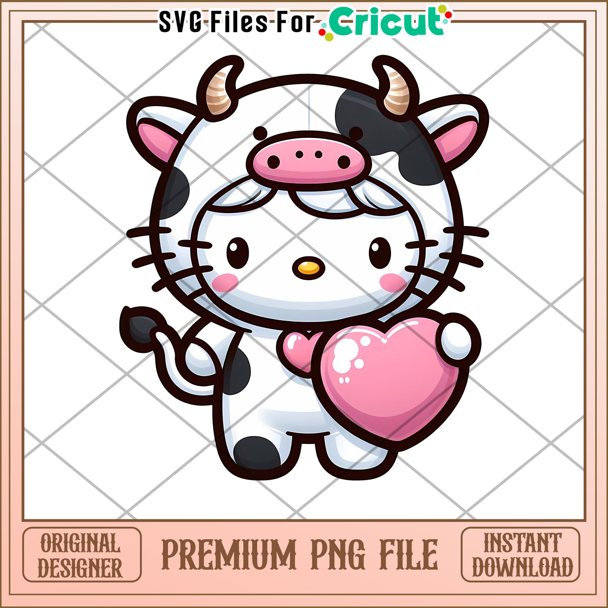 Hello Kitty Cow PNG, Instant Download