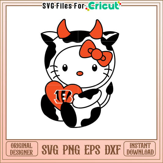 Hello Kitty Cow SVG Design for Fans of Bengals