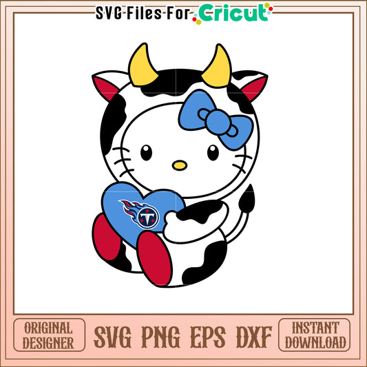 Hello Kitty Cow SVG Design for Tennessee Titans Fans