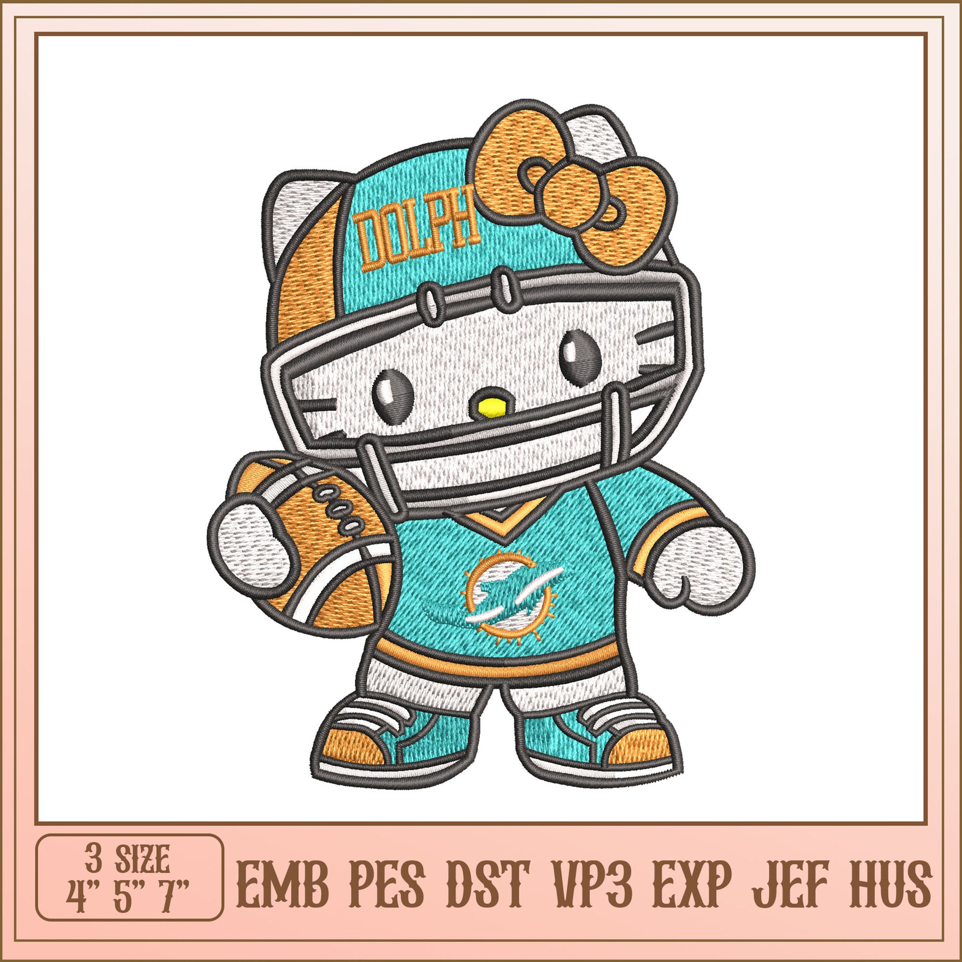 Hello Kitty Dolphins Embroidery Design