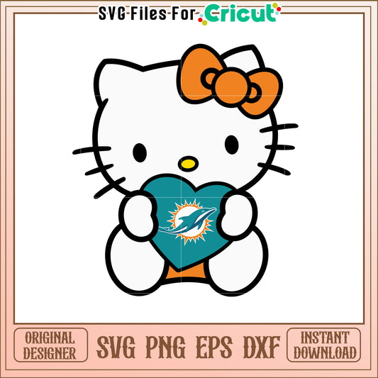 Hello Kitty Dolphins SVG Design Cute Sports Graphic