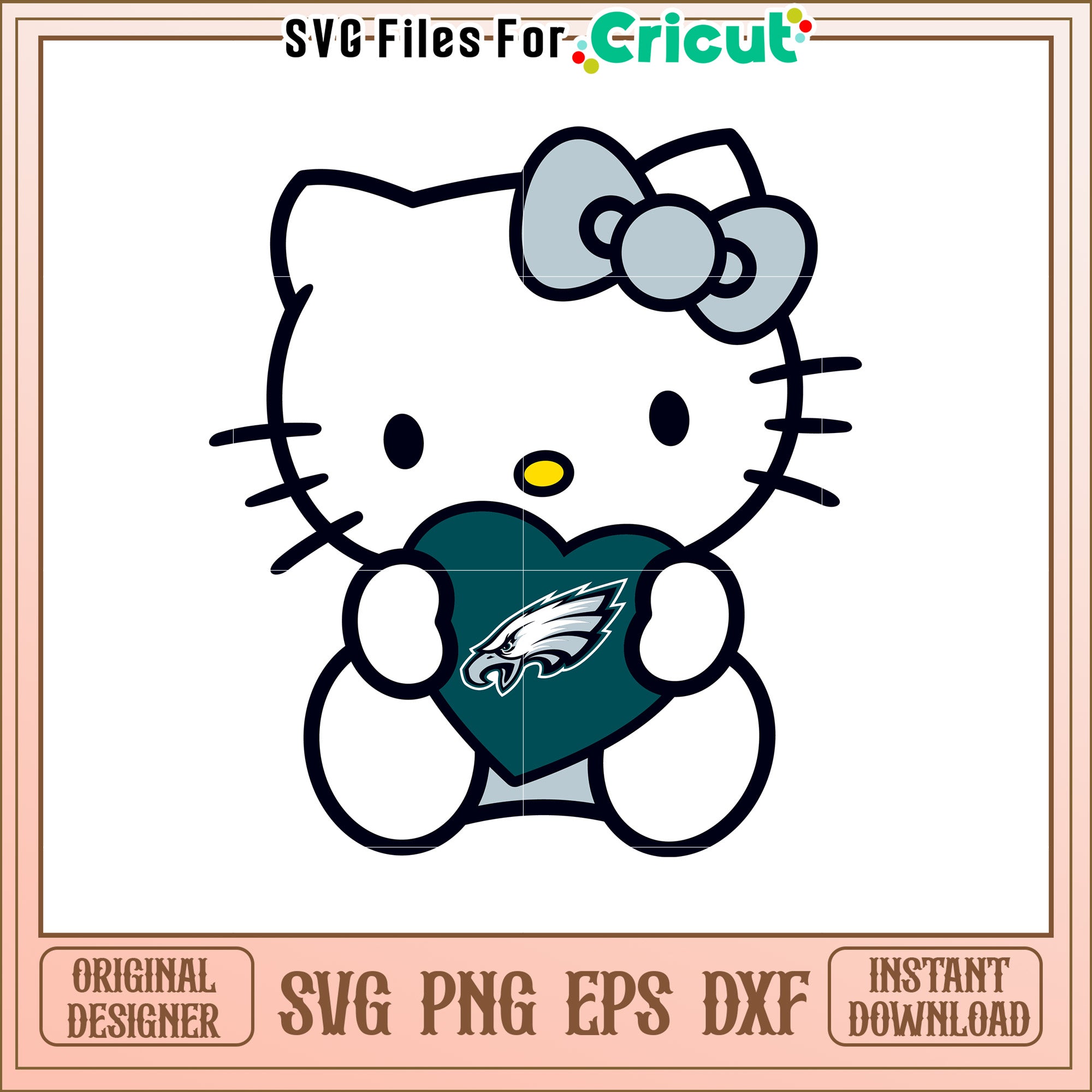 Hello Kitty Eagles Heart SVG Design for Fans – svg files for cricut