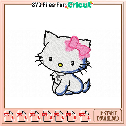 Hello Kitty Embroidery Design Instant Download