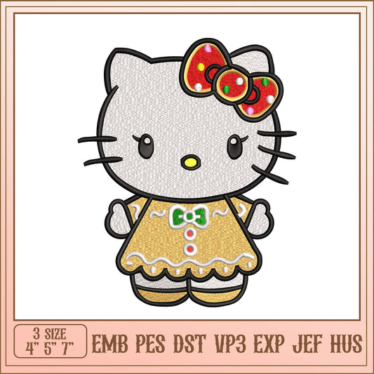 Hello Kitty Gingerbread Embroidery Design
