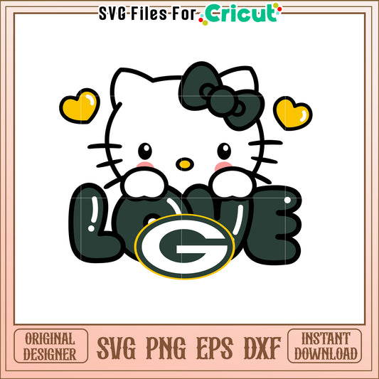 Hello Kitty Green Bay Packers Love SVG Design File