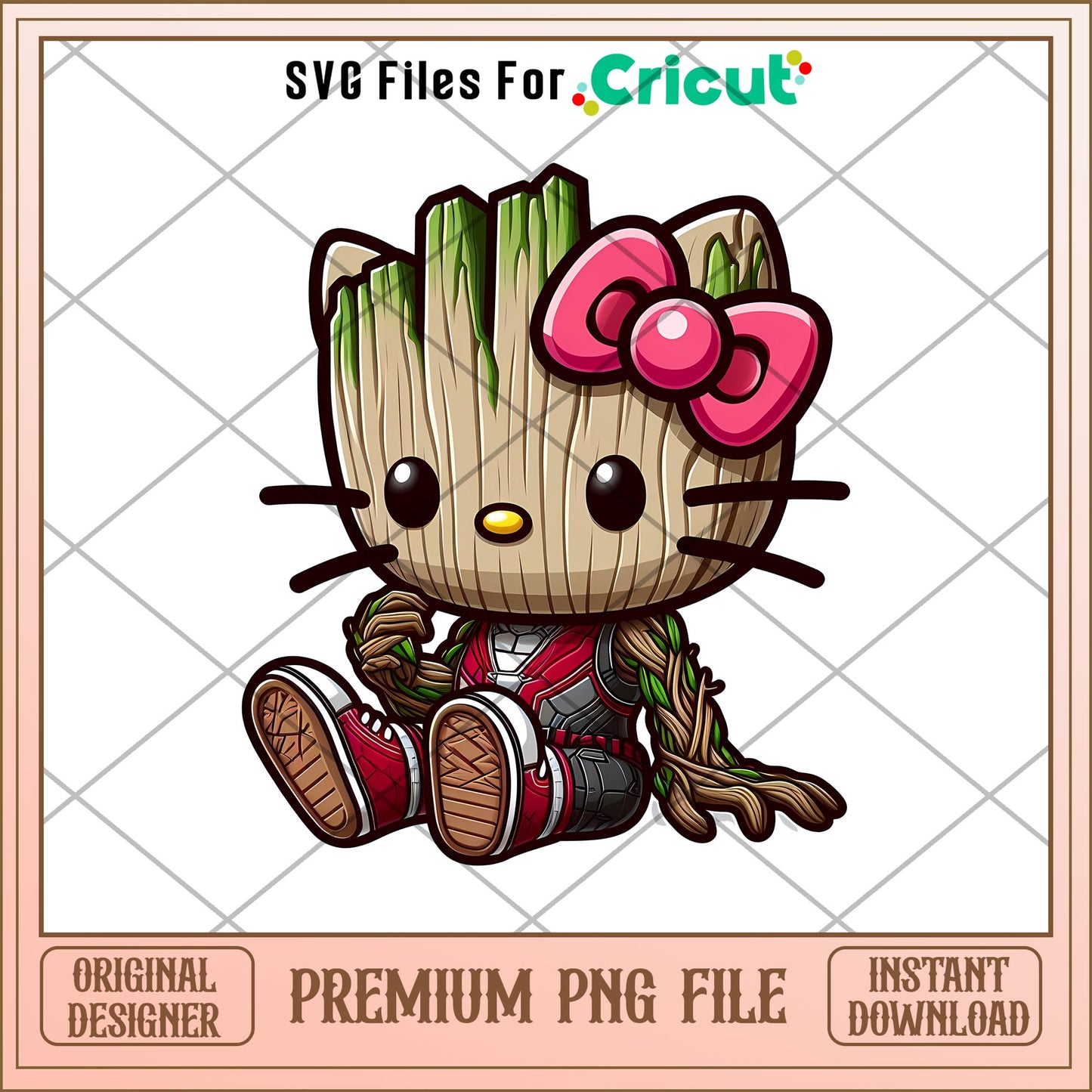 Hello Kitty Groot design png, The marvel png, digital dowload