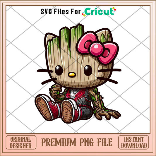 Hello Kitty Groot design png, The marvel png, digital dowload