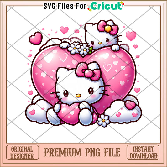 Hello Kitty Heart PNG Valentines Day Cricut