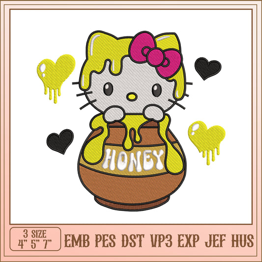 Hello Kitty Honey Pot Embroidery Design