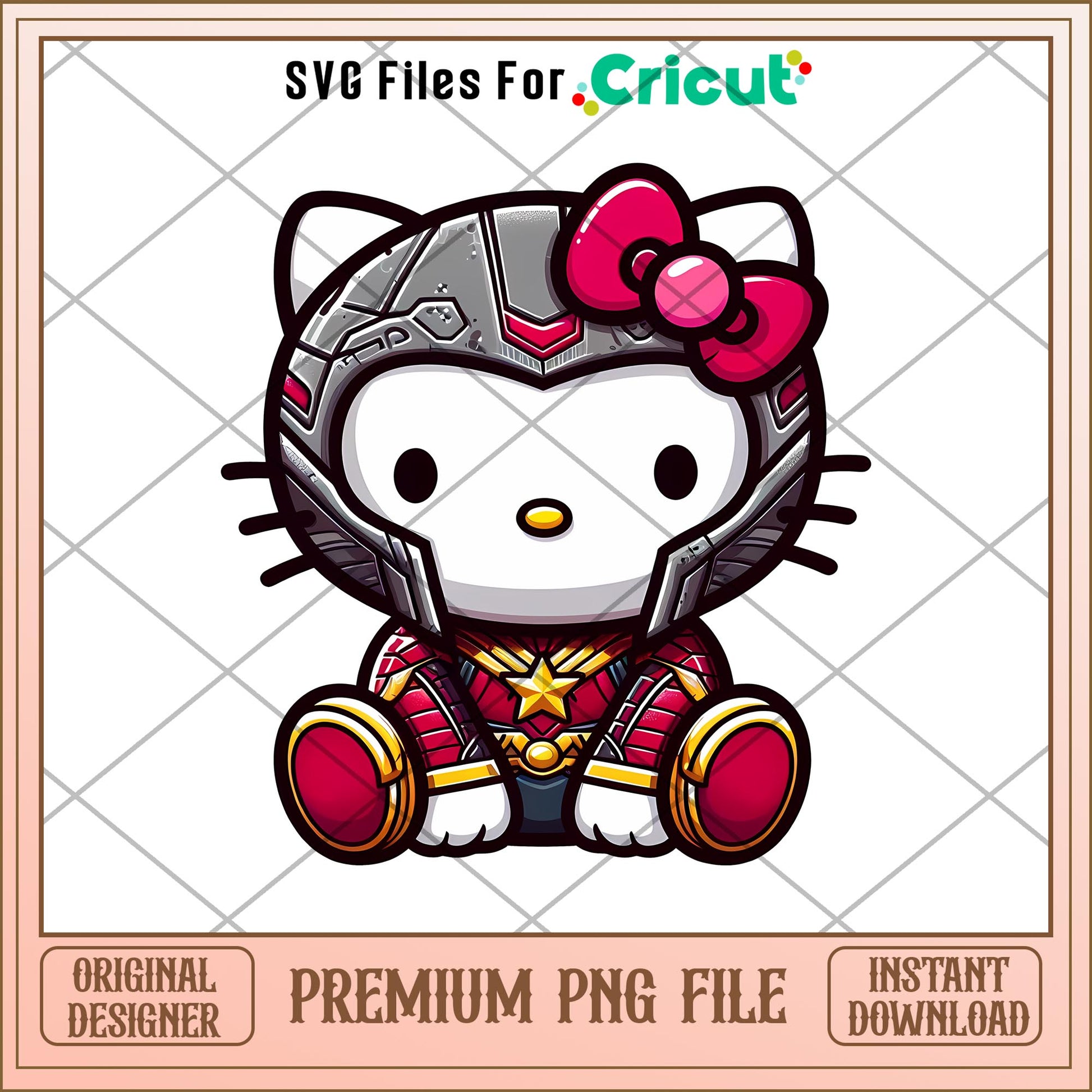 Hello Kitty Iron Man design png, The marvel png, digital dowload (2)