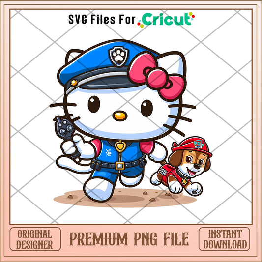 Hello Kitty Is A Police Officer png, paw patrol the movie characters png, digital download