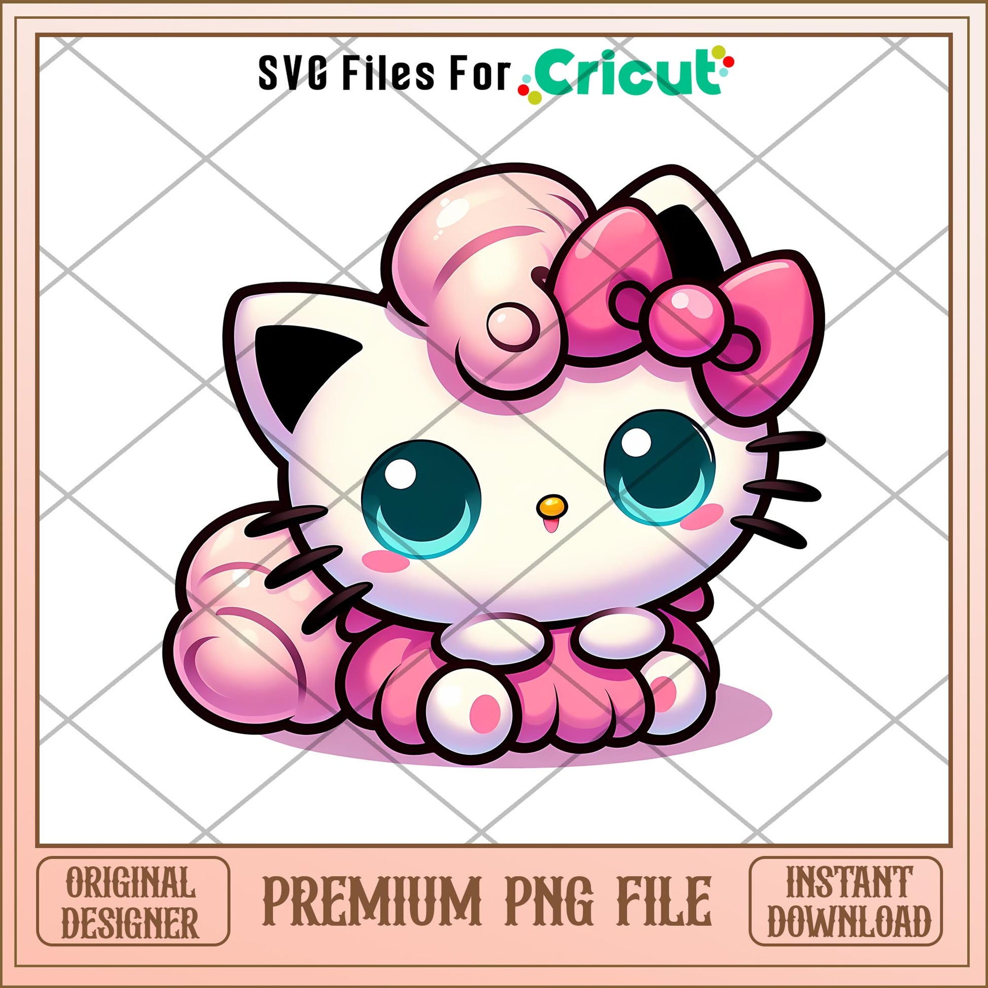 Hello Kitty Jigglypuff  png, pokemon png, digital dowload