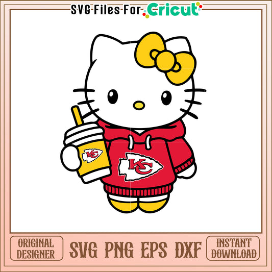 Hello Kitty Kansas City Chiefs SVG Design Cut File