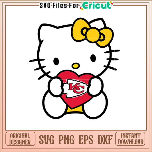 Hello Kitty Kansas City Heart SVG Design Graphic