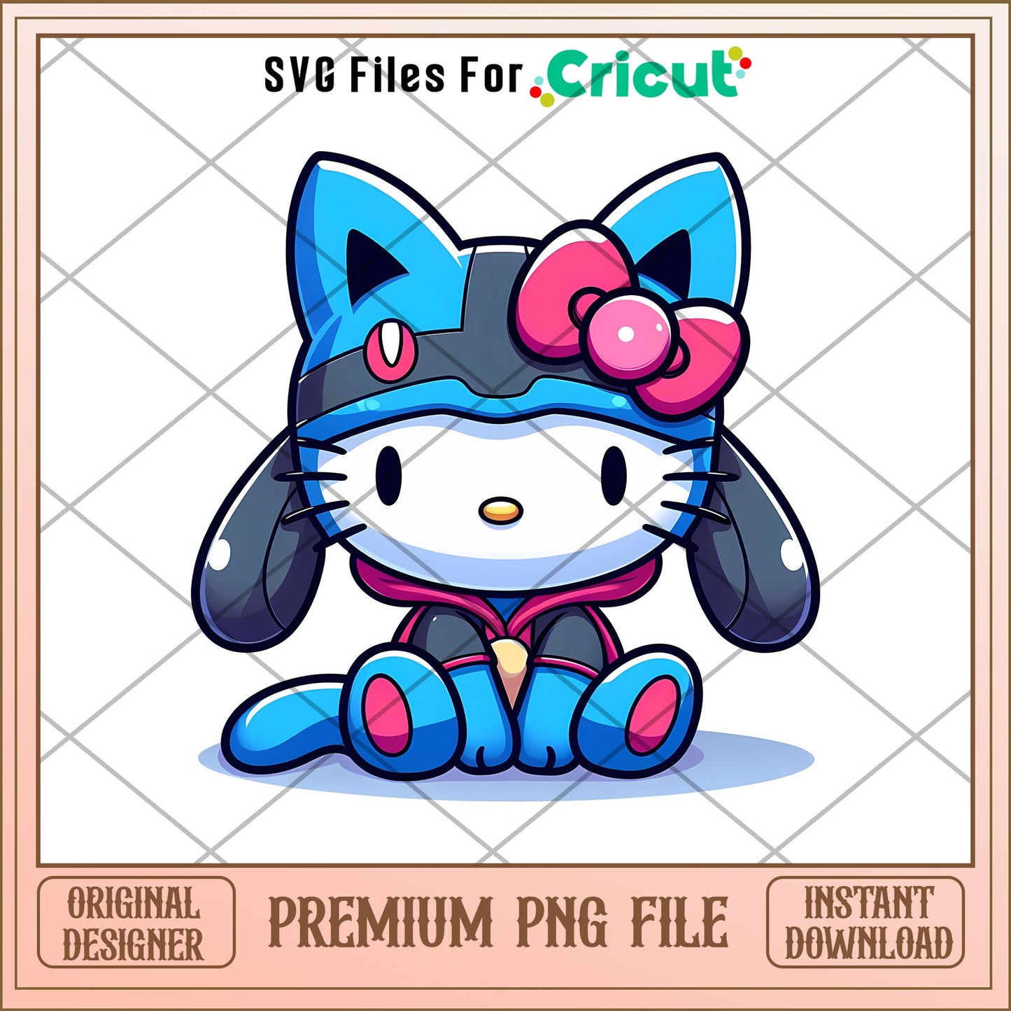 Hello Kitty Lucario design png, pokemon png, digital download