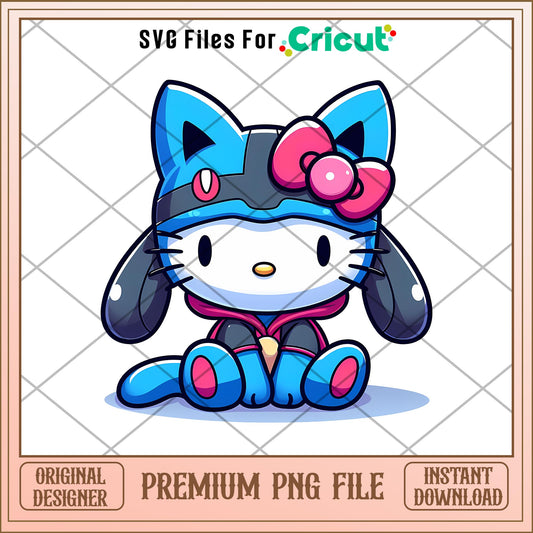 Hello Kitty Lucario design png, pokemon png, digital download