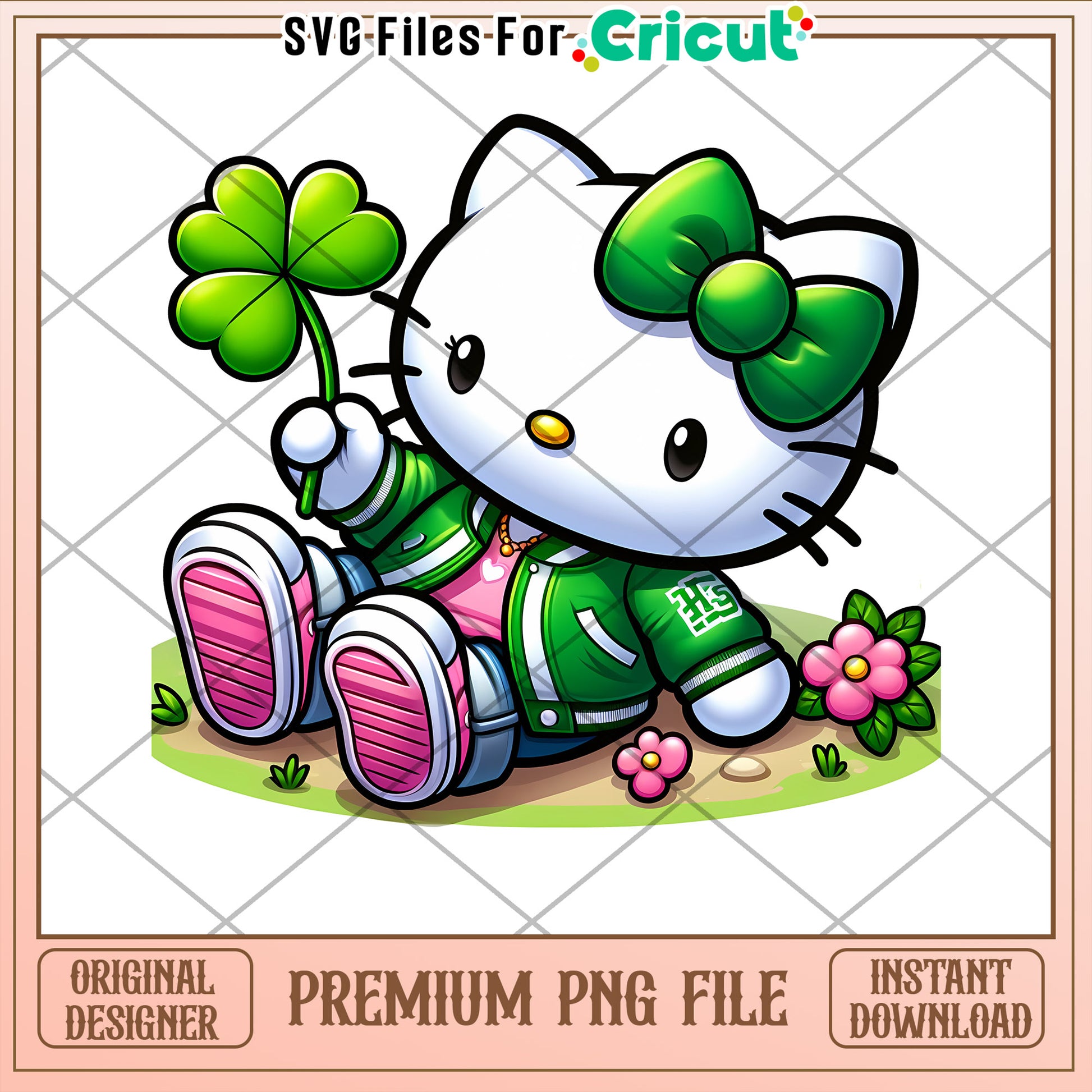 Hello Kitty Lucky Clover PNG File for Cricut Crafts