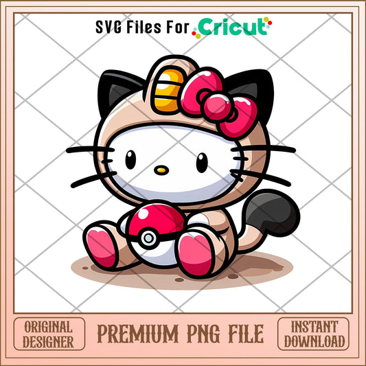 Hello Kitty Meowth png, pokemon png, digital download