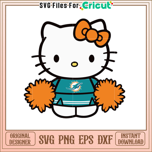 Hello Kitty Miami Dolphins SVG Cheerleader Design