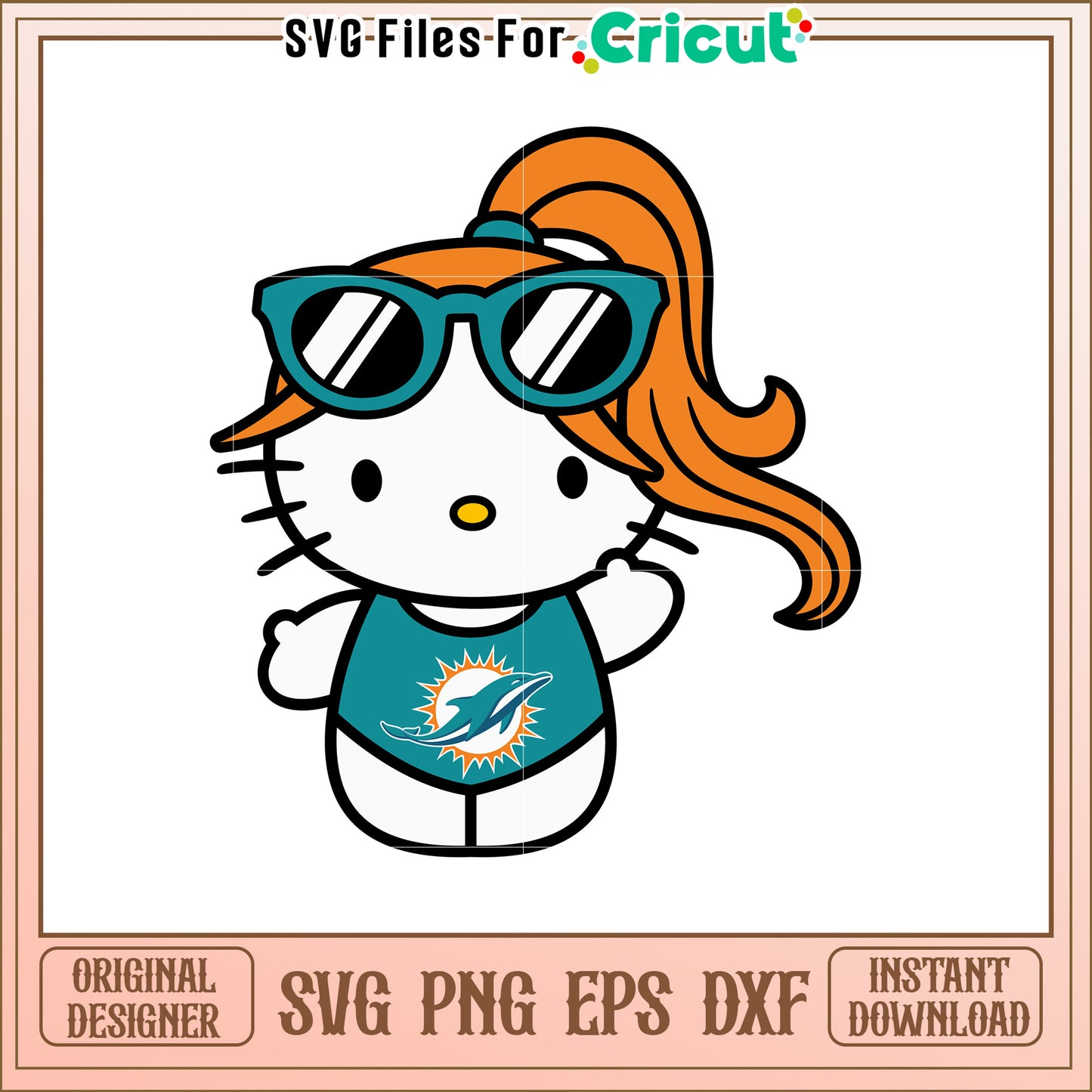 Hello Kitty Miami Dolphins SVG Design Cute Style