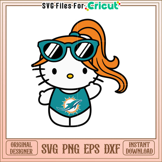 Hello Kitty Miami Dolphins SVG Design Cute Style