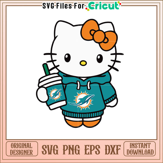 Hello Kitty Miami Dolphins SVG Design for Fans