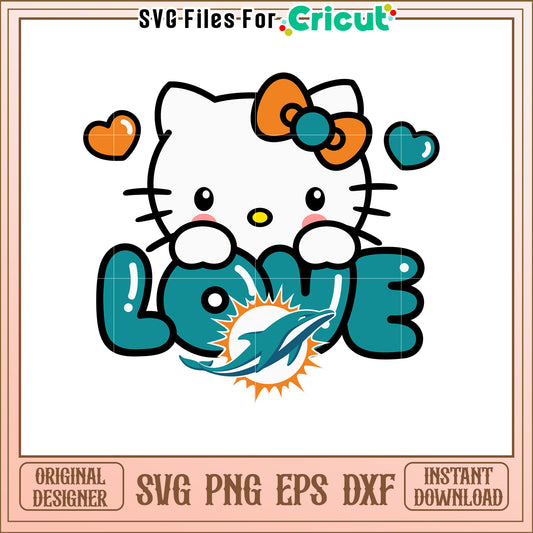 Hello Kitty Miami Dolphins SVG Love