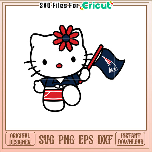 Hello Kitty New England Patriots SVG Design Clipart