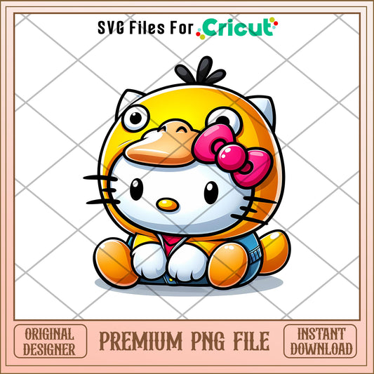 Hello Kitty Psyduck png, pokemon png, digital download